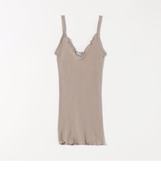 BASIC COTTON:〈洗濯機可能〉フリル リブ キャミソール