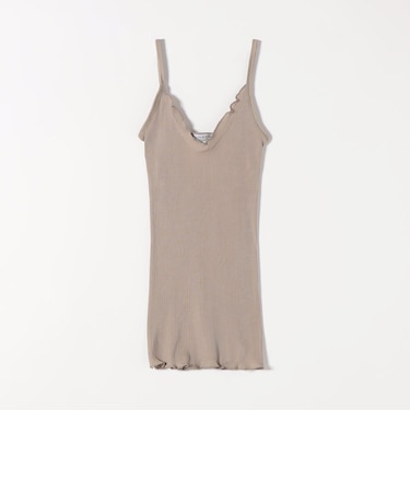 BASIC COTTON:〈洗濯機可能〉フリル リブ キャミソール