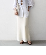 《予約》SHIPS any:〈洗濯機可能〉メッシュ ナロー スカート