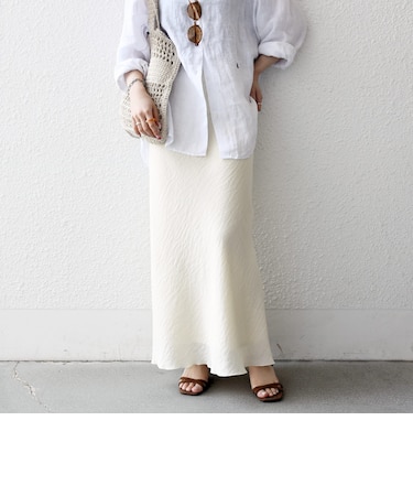 《予約》SHIPS any:〈洗濯機可能〉メッシュ ナロー スカート