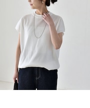 《予約》quaranciel:〈手洗い可能〉ドロスト フレンチスリーブ シアー ニット プルオーバー