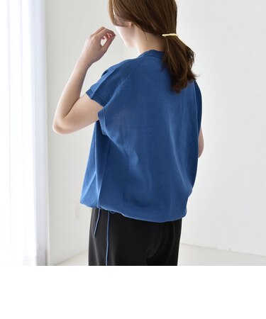 《予約》quaranciel:〈手洗い可能〉ドロスト フレンチスリーブ シアー ニット プルオーバー