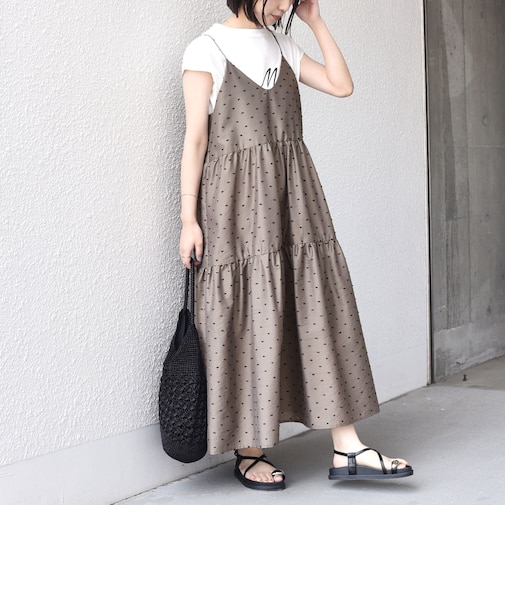 《予約》SHIPS Colors:〈手洗い可能〉カット ドビー キャミ ワンピース◆