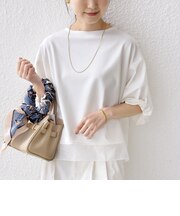 《一部追加予約》〈洗濯機可能〉袖 ツイスト デザイン シアー ドッキング TEE