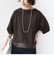 《一部追加予約》〈洗濯機可能〉袖 ツイスト デザイン シアー ドッキング TEE