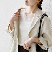 〈手洗い可能〉布帛 ドッキング ベア テレコ タンクトップ