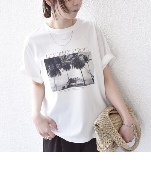 《予約》SHIPS Colors:〈接触冷感・UVカット・洗濯機可能〉PALM フォト TEE◆