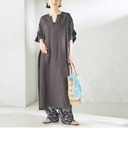 《予約》TICCA:〈手洗い可能〉リネン ツイスト スリーブ ワンピース