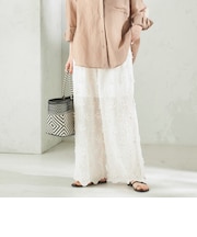 《予約》【SHIPS別注】crinkle crinkle crinkle:〈手洗い可能〉3D 刺繍 ワイド パンツ