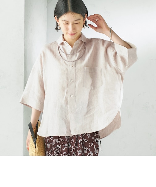 《予約》TICCA:〈手洗い可能〉リネン 半袖 シャツ