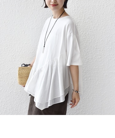 《予約》【WEB限定】〈手洗い可能〉ランダム ギャザー ドッキング TEE