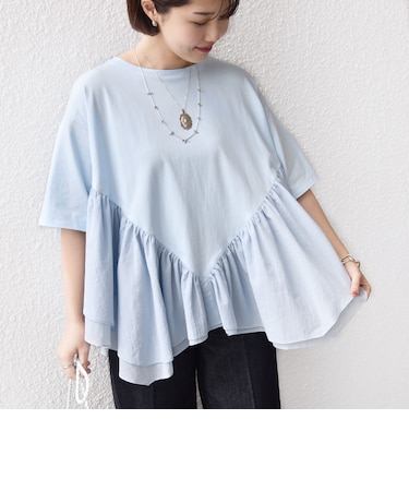 《予約》【WEB限定】〈手洗い可能〉ランダム ギャザー ドッキング TEE