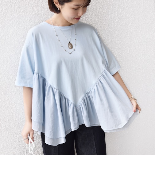 《予約》【WEB限定】〈手洗い可能〉ランダム ギャザー ドッキング TEE