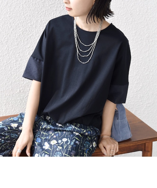 〈接触冷感 / 手洗い可能〉裾 バルーン シアー ドッキング プルオーバー