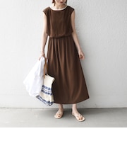 《予約》SHIPS any:〈洗濯機可能〉ブラウジング バイカラー フレンチスリーブ ワンピース