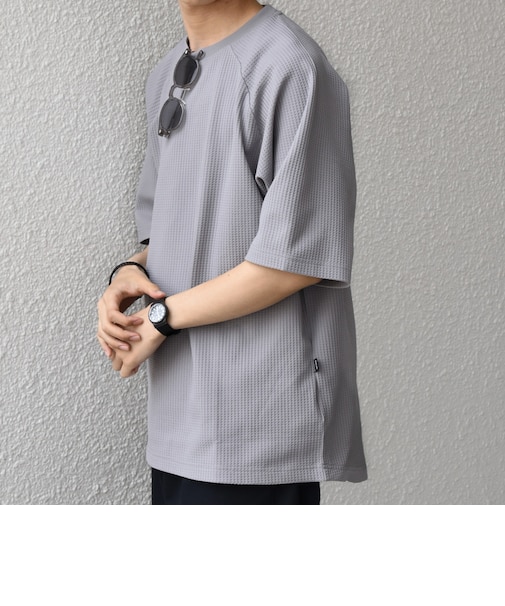 【WEB限定】SHIPS any:〈UVカット〉SORONA(R) ワッフル ラグラン リラックス Tシャツ◆