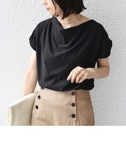 《予約》SHIPS Colors:〈接触冷感・手洗い可能〉クールタッチ ドレープ TEE◆