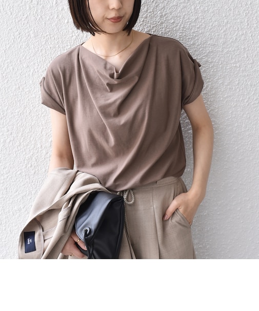 《予約》SHIPS Colors:〈接触冷感・手洗い可能〉クールタッチ ドレープ TEE◆