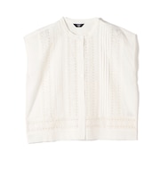 《予約》SHIPS Colors:〈手洗い可能〉エンブロイダリー レース フレンチスリーブ シャツ◆