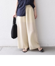 《予約》SHIPS Colors:〈手洗い可能〉ナイロンレーヨン ストライプ イージーパンツ◆