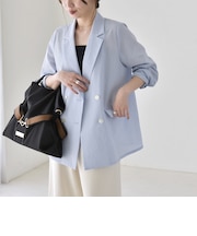 《予約》quaranciel:〈手洗い可能〉シアー カラミ テーラード ダブル ジャケット