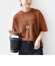 《予約》〈手洗い可能〉レース ジャカード ショートスリーブ カットソー