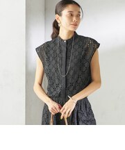 《予約》〈手洗い可能〉綿 刺繍 レース フレンチスリーブ ブラウス