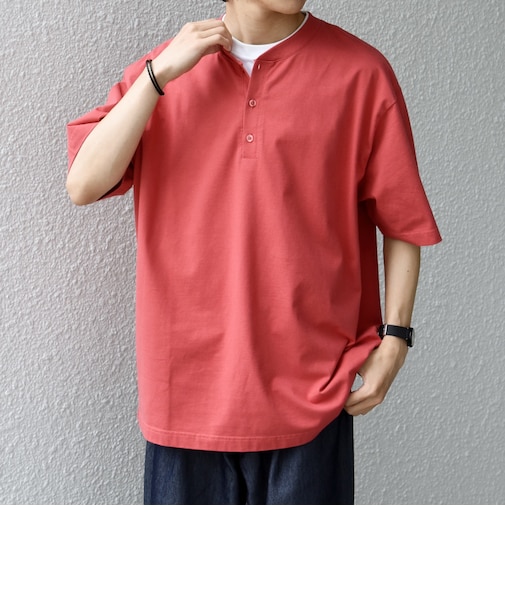 SHIPS any:〈接触冷感/吸水速乾/UVカット/遮熱〉Raylock ヘンリーネック Tシャツ◆