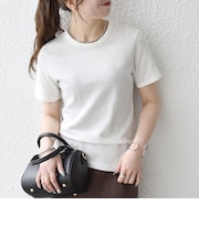 《予約》SHIPS any:〈洗濯機可能〉透かし レース 半袖 クルーネック Tシャツ