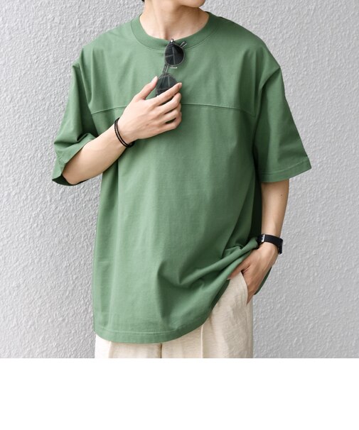 SHIPS any:〈接触冷感/吸水速乾/UVカット/遮熱〉Raylock フットボール Tシャツ◆