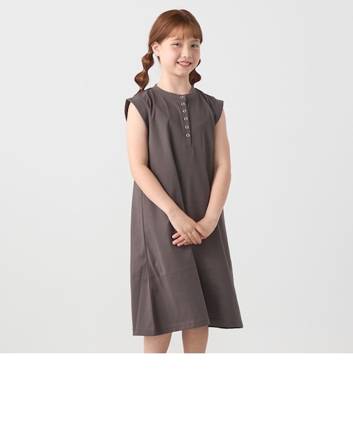 SHIPS any: ヘンリーネック ノースリーブ Tシャツ ワンピース<KIDS>