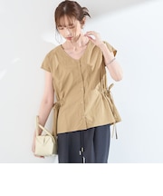 《予約》SHIPS Colors:〈接触冷感・UVカット・透湿〉ファンクション ギャザー ブラウス◆