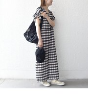 《予約》SHIPS any:〈洗濯機可能〉カラミ Vネック フレンチスリーブ オールインワン