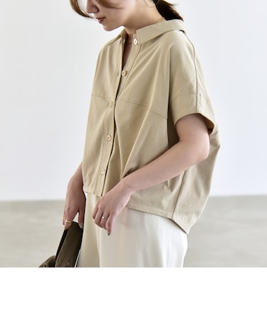 《予約》quaranciel:〈接触冷感/洗濯機可能〉天竺 フレンチスリーブ シャツ カットソー