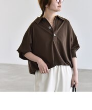 《予約》quaranciel:〈接触冷感/洗濯機可能〉シルク ミックス ポンチ ドロスト ポロ プルオーバー