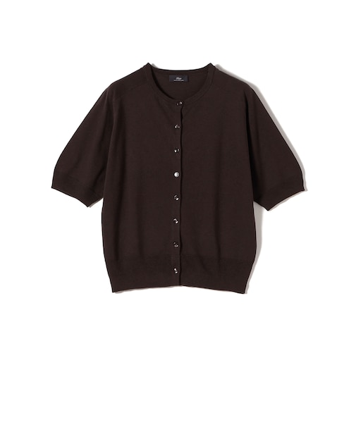 SHIPS Primary Navy Label:〈手洗い可能〉シルク リネン 半袖 カーディガン