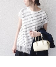 SHIPS Colors:〈手洗い可能〉フリンジ レース レイヤード TEE