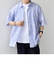 SHIPS any:〈洗濯機可能〉グリッター プリント レギュラー ハーフスリーブ シャツ◆