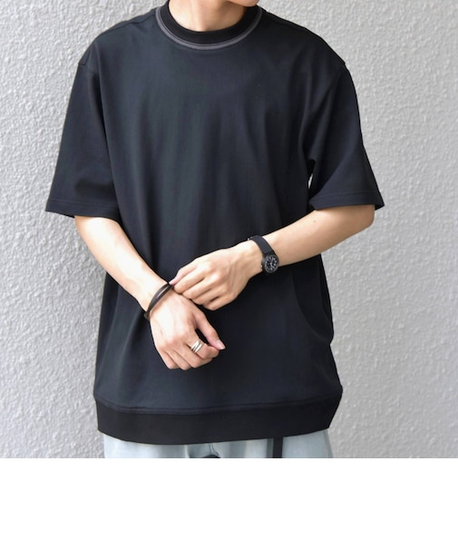 SHIPS any:〈洗濯機可能〉エアロ スケープ メッシュ 鹿の子 リブ Tシャツ◆