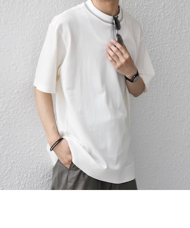 SHIPS any:〈洗濯機可能〉エアロ スケープ メッシュ 鹿の子 リブ Tシャツ◆