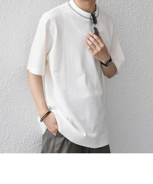 SHIPS any:〈洗濯機可能〉エアロ スケープ メッシュ 鹿の子 リブ Tシャツ◆