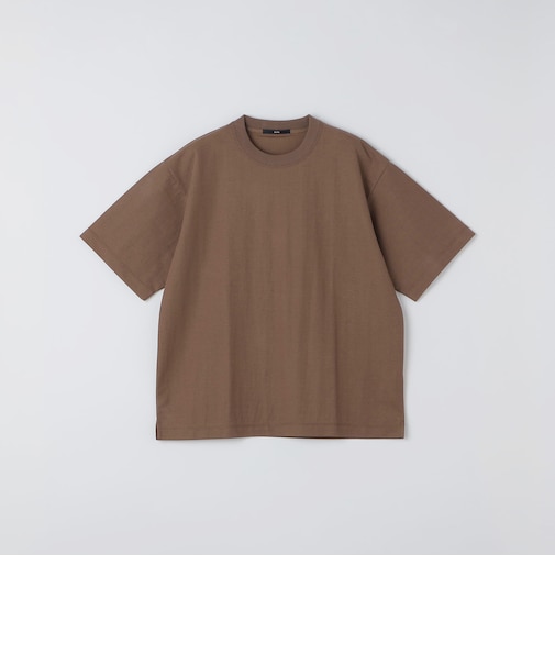 SHIPS:〈接触冷感〉リネン ライク ジャカード ショートスリーブ Tシャツ