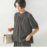 《予約》〈手洗い可能〉プリント カッセン ギャザー 半袖 ブラウス