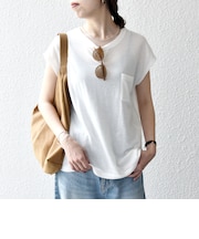 SHIPS any:〈洗濯機可能〉シアー 裏毛 クルーネック フレンチ スリーブ TEE