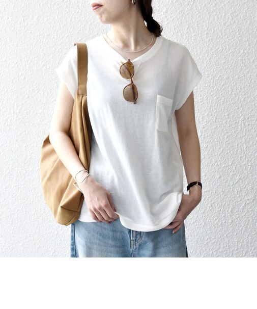 SHIPS any:〈洗濯機可能〉シアー 裏毛 クルーネック フレンチ スリーブ TEE