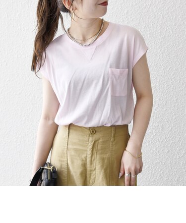 SHIPS any:〈洗濯機可能〉シアー 裏毛 クルーネック フレンチ スリーブ TEE