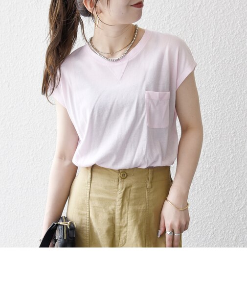 SHIPS any:〈洗濯機可能〉シアー 裏毛 クルーネック フレンチ スリーブ TEE