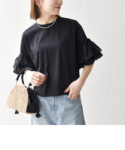 SHIPS any:〈洗濯機可能〉フリル スリーブ クルーネック コンパクト TEE