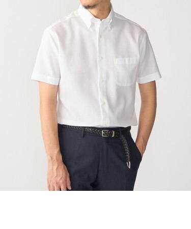 SHIPS:〈接触冷感〉ICE COTTON ワッフル ボタンダウン 半袖 シャツ