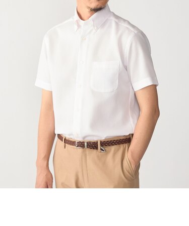 SHIPS:〈接触冷感〉ICE COTTON ワッフル ボタンダウン 半袖 シャツ